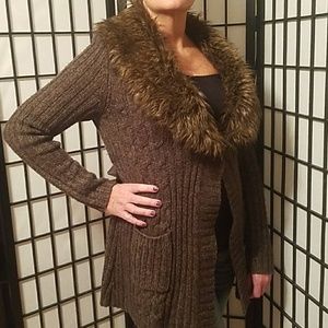 Carolyn Taylor Removable Fur Cardigan Sweater